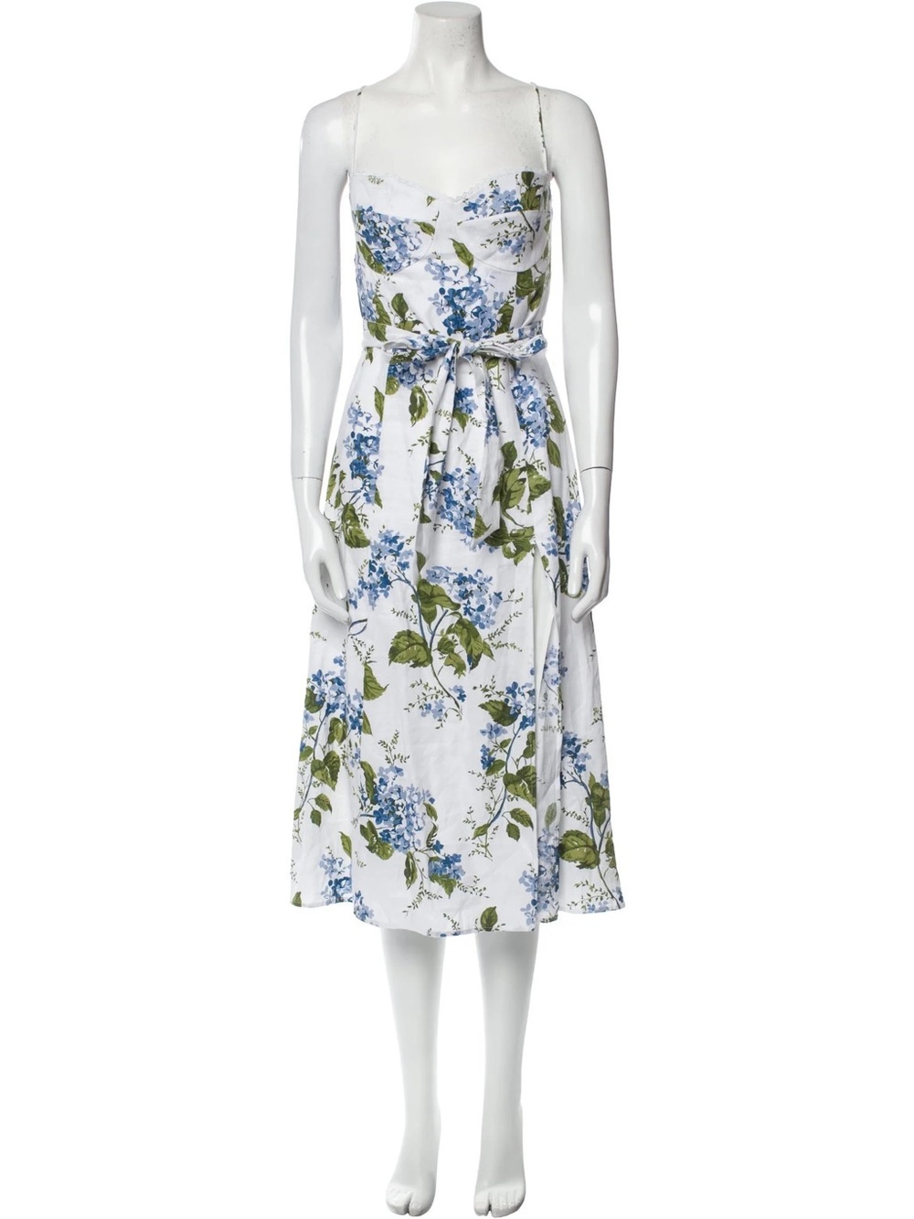 Reformation - Kieryn Linen Midi Dress in the Riviera blue floral - 6 - Picture 2 of 13